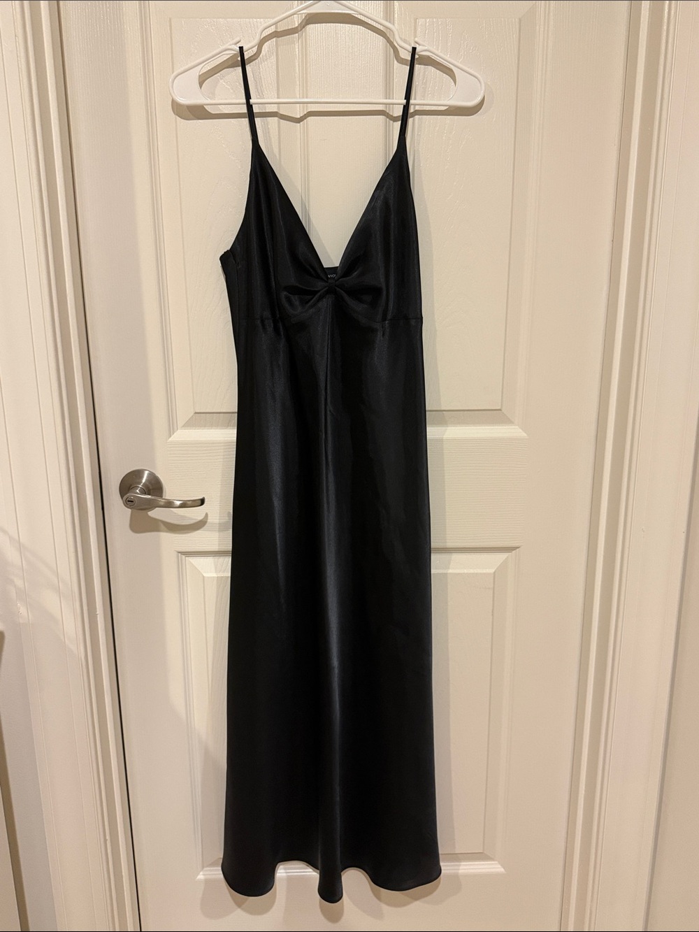 Jones New York Black Satin Slip Dress with Front Twist